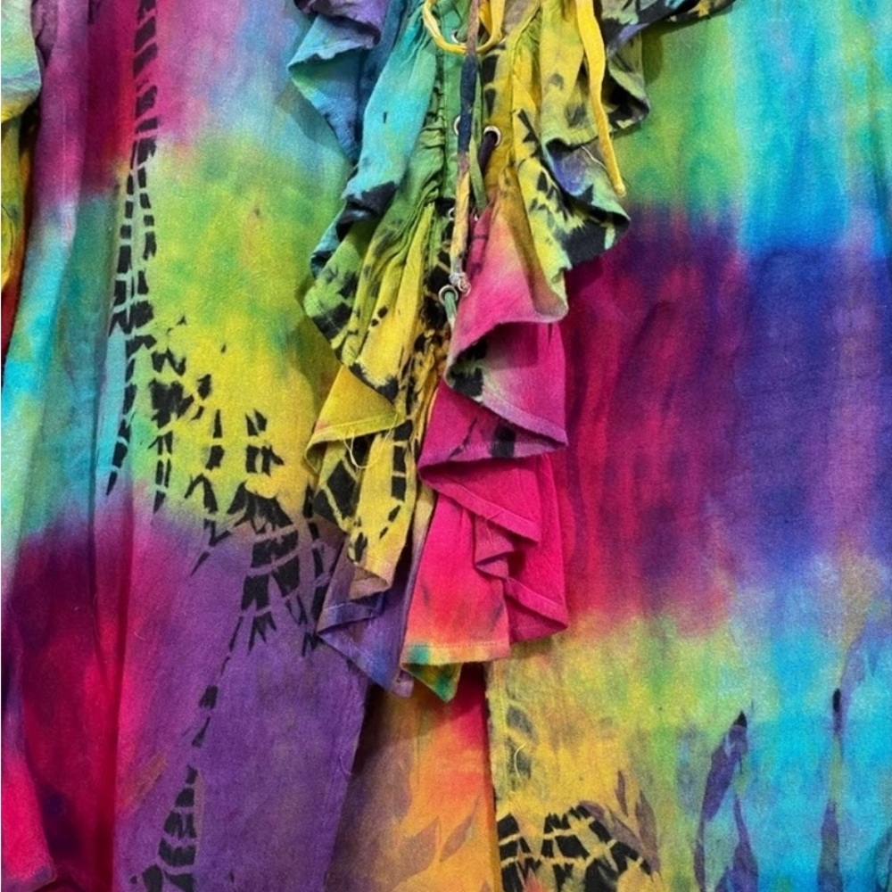 Tie Dye Lace Up Overpiece/Top - Picture 3 of 5